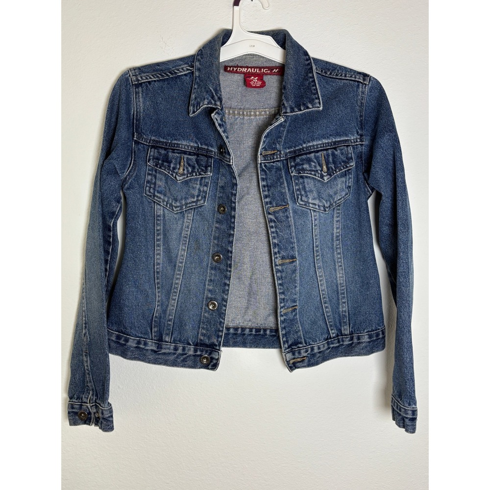 Hydraulic Denim Trucker Jacket Medium Wash Blue Cotton Womens Size Small